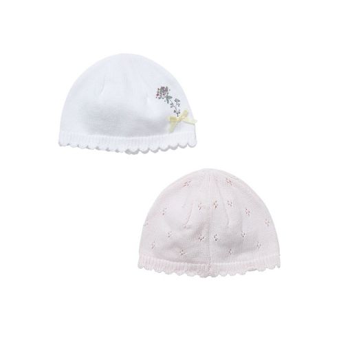 Image of Pink And Cream Knitted Hats- 2 Pack - Pink