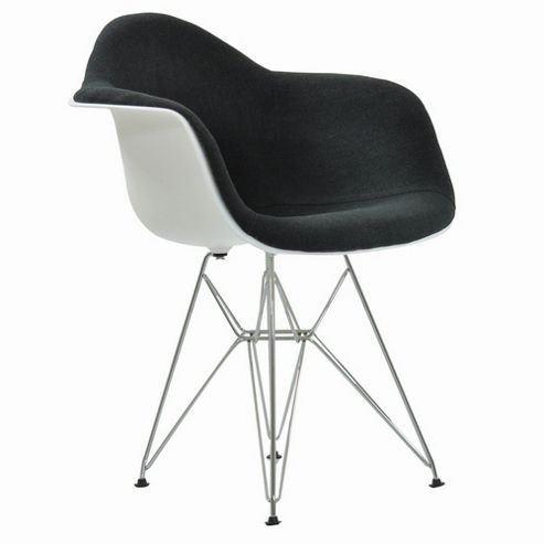 Image of Eames Replica Dining Chair Dar White With Grey Seat