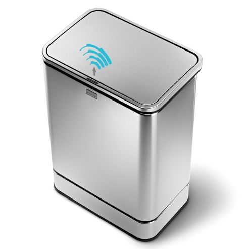 Image of Simplehuman 40 Litres Rectangular Sensor Rubbish Bin In Brushed Stainless Steel