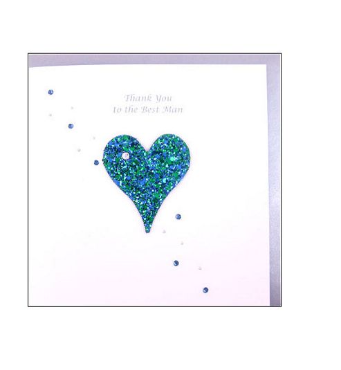 Image of Glittering Heart Best Man Wedding Card