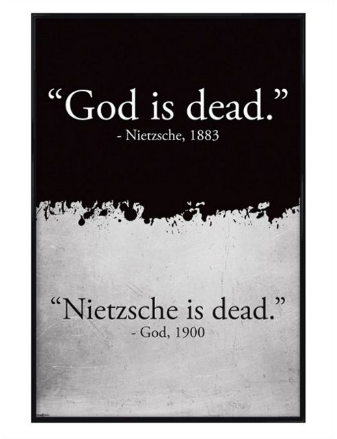 Image of Nietzsche Is Dead Gloss Black Framed God Is Dead Poster