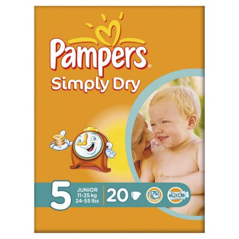 Image of Pampers Simply Dry Size 5 Carry Pack - 20 Nappies