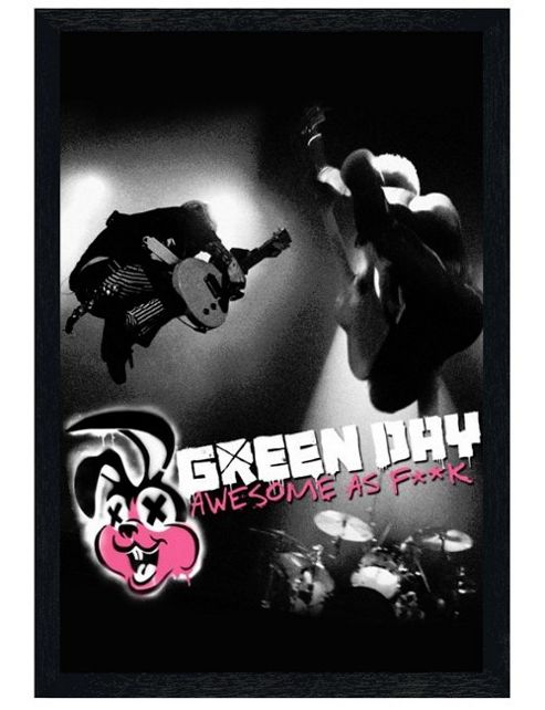 Image of Green Day Black Wooden Framed Awesome As Poster