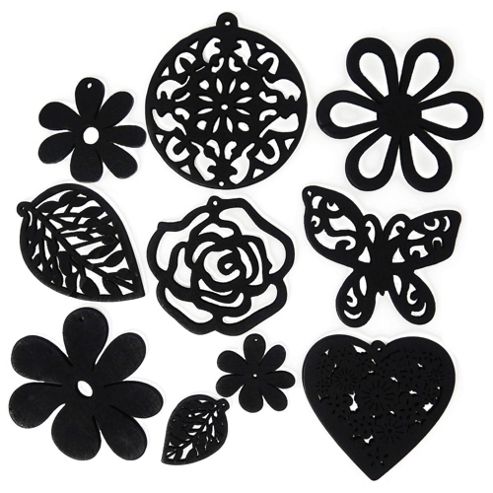 Image of Wood Shapes Black 10pcs