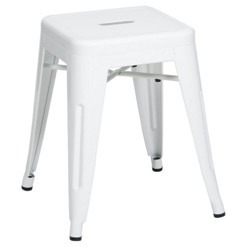 Image of Marseille Metal Stacking Stool Low White