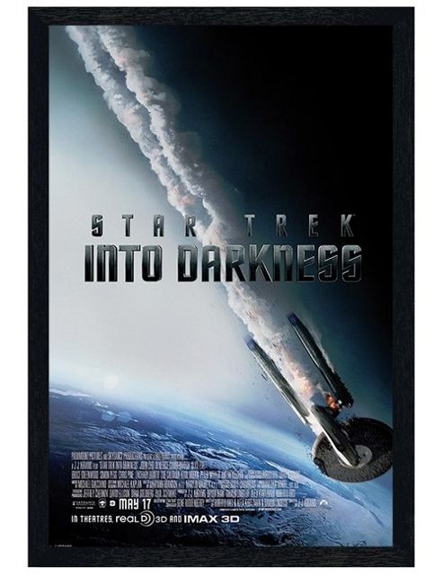 Image of Black Wooden Framed Star Trek: Into The Darkness Fiery Enterprise Poster