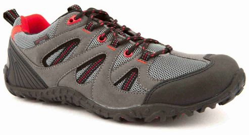 Image of Mountain Peak Mens Outback Grey And Red Walking Shoes - Grey