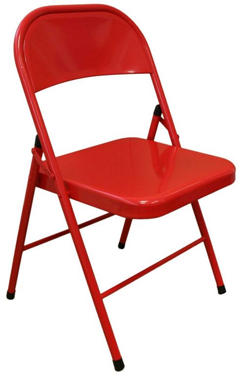 Image of Red Metal Folding Chair - Folding Office, Computer, Desk Chair