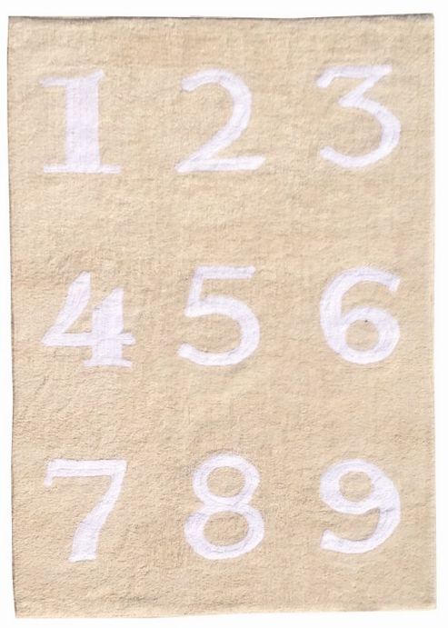 Image of Lorena Canals Numeros Beige Children's Rug - 120 Cm W X 160 Cm D (3 Ft 11 In X 5 Ft 3 In)