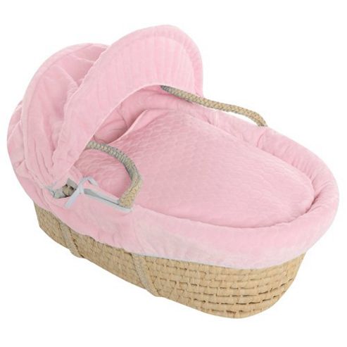 Image of Girls Pink Bubble Maize Moses Basket With Breathable Safety Foam Mattress