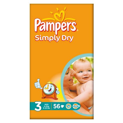 Image of Pampers Simply Dry Size 3 Large Pack - 56 Nappies