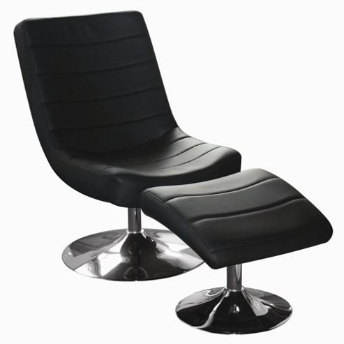 Image of Home Zone Vegas Easy Chair With Stool - Black