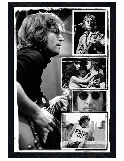 Image of Black Wooden Framed John Lennon Bob Gruen Photo Collage Poster