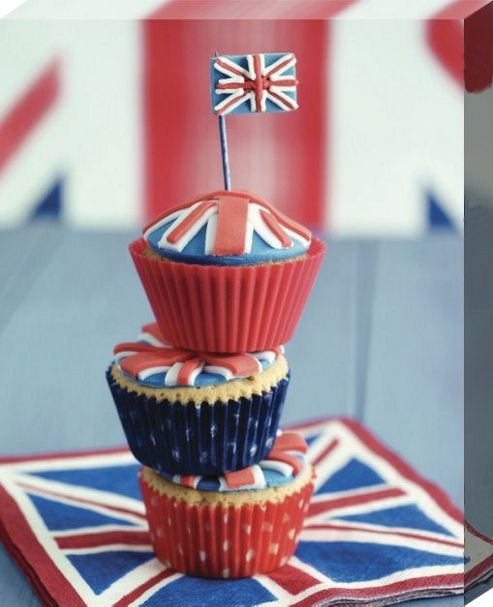 Image of Howard Shooter Union Jack Cupcake Stack Canvas Print