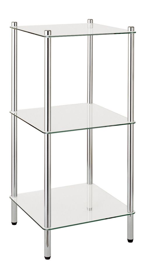 Image of Nicol Maximo Stand Shelf In Chrome With Glass Tray