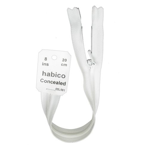 Image of Concealed Zip - 20cm - White