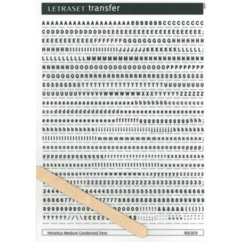Image of Rubdown Lettering A5 - Helvetica Mc - 3mm - Black