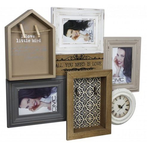 Image of Collage - All You Need Is Love Photo Frame / Clock - Brown / Grey