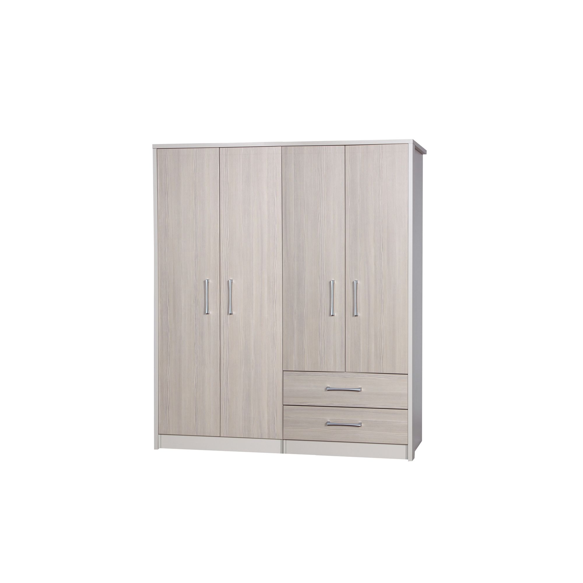 Alto Furniture Avola 4 Door Combi and Regular Wardrobe - Cream Carcass With Champagne Avola at Tesco Direct