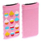 Trendz Fabric Sock for Universal Smartphone Devices - Pink Diamante Cupcakes