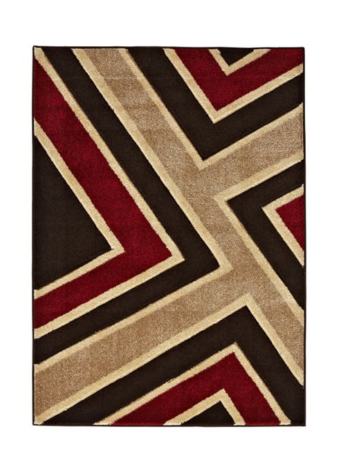 Image of Think Rugs Matrix Brown/red Rug - 120 Cm X 170 Cm (3 Ft 9 In X 5 Ft 7 In)