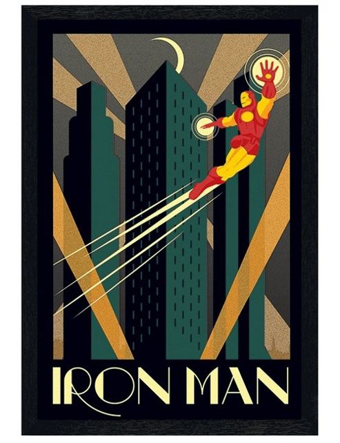 Image of Black Wooden Framed Marvel Deco Iron Man Poster