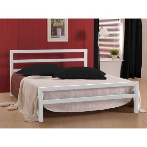 Image of White Metal Bed Frame - King Size 5ft