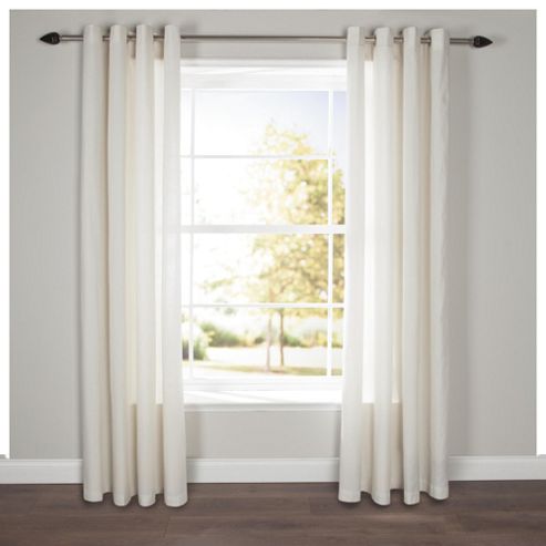 Image of Tesco Plain Canvas Eyelet Curtains W117xl229cm (46x90"), - Ivory