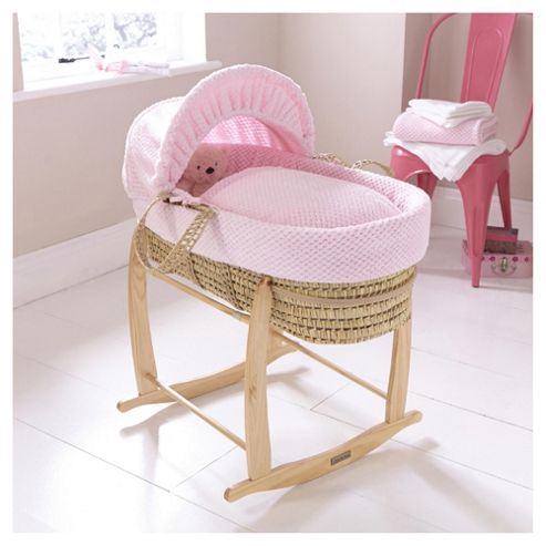 Image of Clair De Lune Honeycomb Palm Moses Basket - Pink