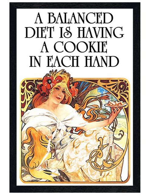 Image of Black Wooden Framed A Balanced Diet Poster