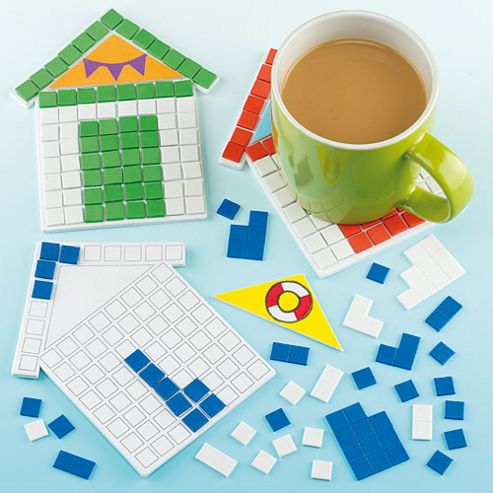 Image of Beach Hut Mosaic Coaster Craft Kits (pack Of 6)