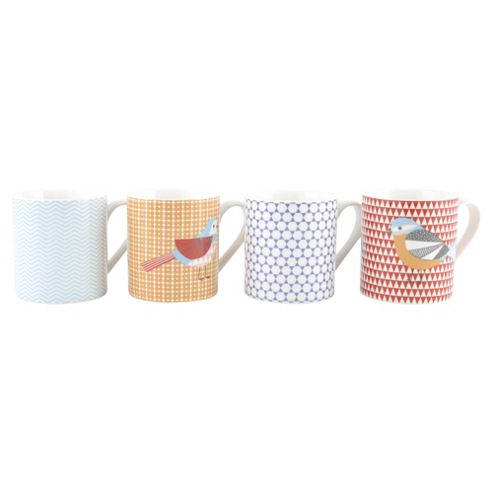 Image of Tesco Geo Birdie Mugs, 4 Pack