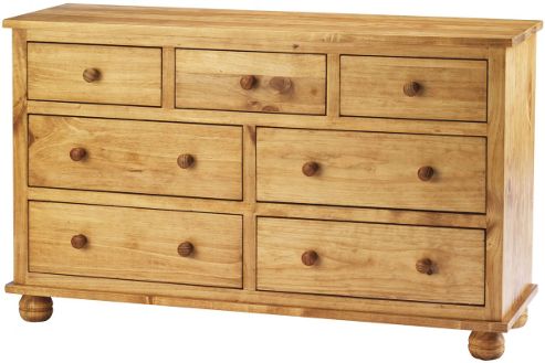 Image of Antique Dorset Solid Pine Three Over Four Chest Of Drawers