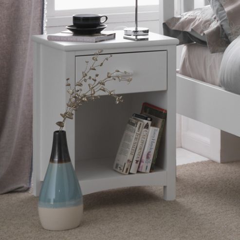 Image of Serene Furnishings Eleanor 1 Drawer Bedside Table - Opal White