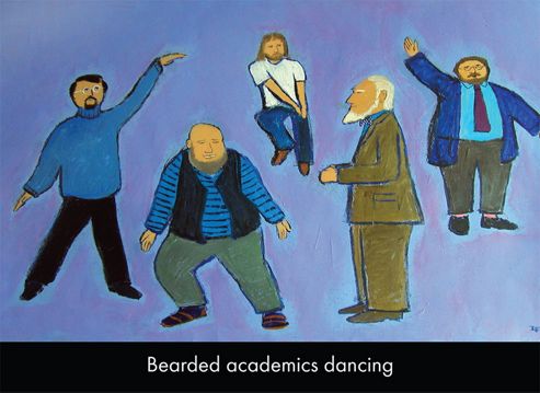 Image of Holy Mackerel Beard Academics Dancing Greetings Card