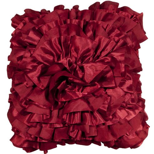 Image of Scatter Box Satin Ruffle Cushion - Burgundy