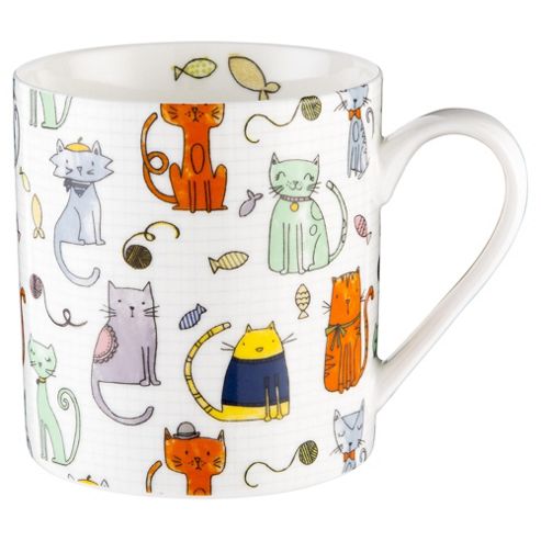 Image of Tesco Quirky Cat Mugs, 4 Pack