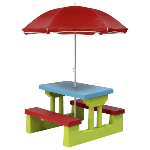 Image of Kids Plastic Bench Set With Parasol