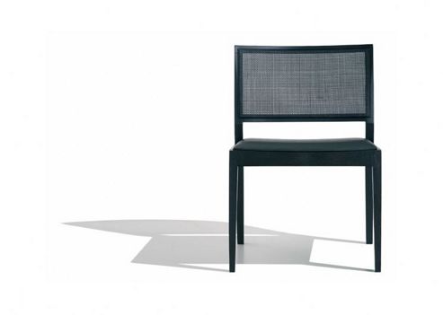 Image of Andreu World Manila Side Chair With Low Back - Wicker - Fabric Field-white