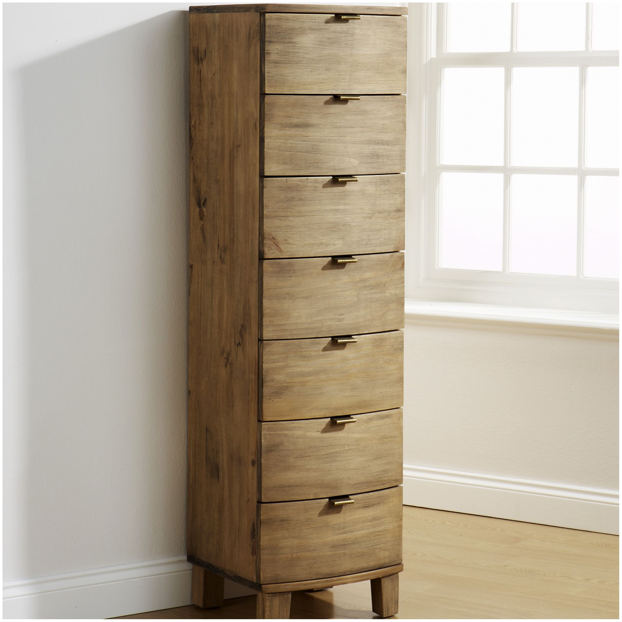 Elements Bow Curved 7 Drawer Tallboy at Tesco Direct