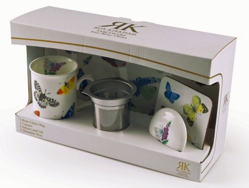 Image of Roy Kirkham Butterfly Garden Infuser Mug, Coaster & Tray Set