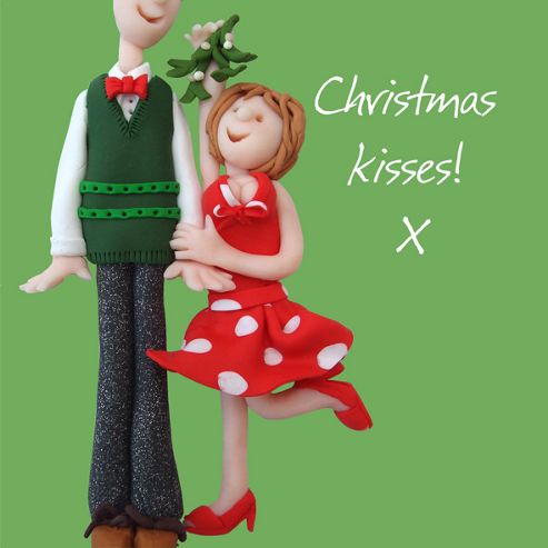 Image of Holy Mackerel Happy Christmas, Christmas Kisses Greetings Card