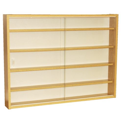 Image of 4 Shelf Glass Wall Display Cabinet - Oak