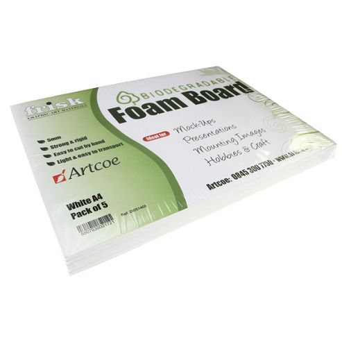 Image of Biodegradable Foam Board - 5mm - White - A4 - 5pk