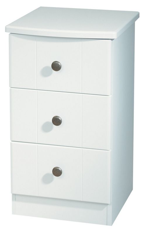 Image of Welcome Furniture Kingston 3 Drawer Bedside Chest In White Or Cream - White