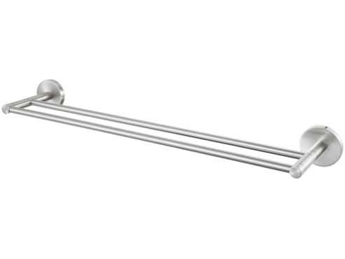 Image of Haceka Pro 2500 60cm Double Towel Rail In Brushed Silver