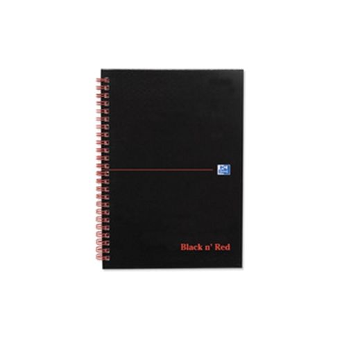 Image of Black N Red Book Wirebound Ruled And Perforated 90gsm 140pp A5 Matt Black Ref 100080154 [pack 5]