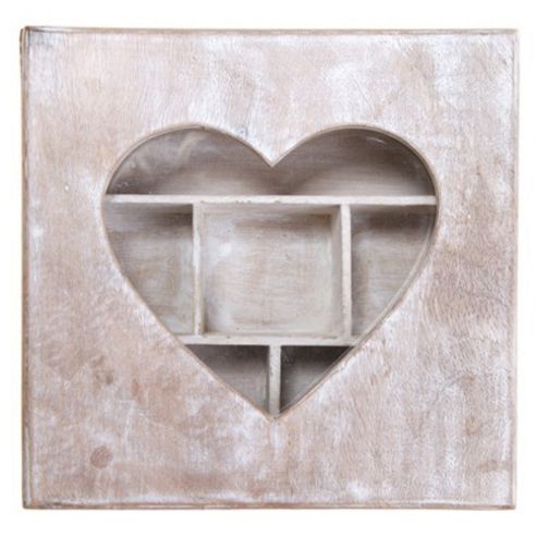 Image of Heart - Cut Out Storage Cubby Box - Driftwood / White