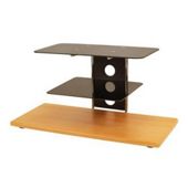 Alphason Black Glass TV Stand With Beech Effect Base