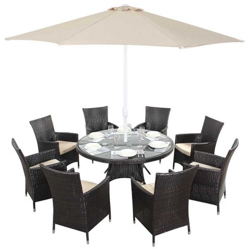 Image of Luxan Wgf-109 Port Royal Luxe Round Dining Set - Seats 8